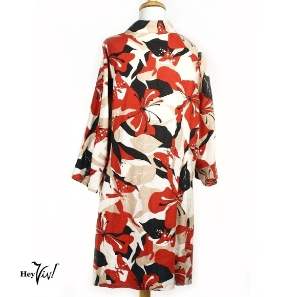 Vintage Linen Tunic Style Shirt Side Vents C&A Canda Collection Sz XL - Hey Viv - Picture 6 of 7